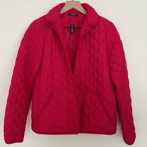 Chaps Women's Red Quilted Car Coat